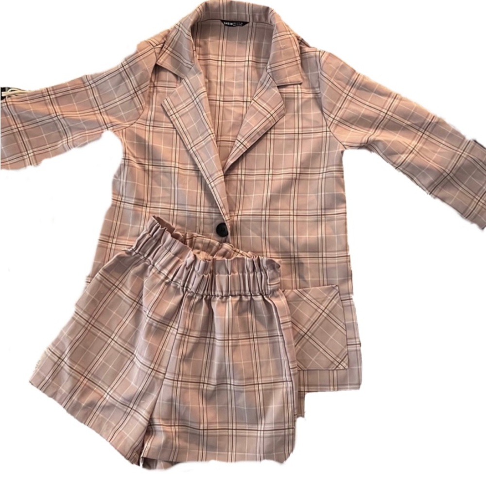 SHEIN plaid shorts and jacket